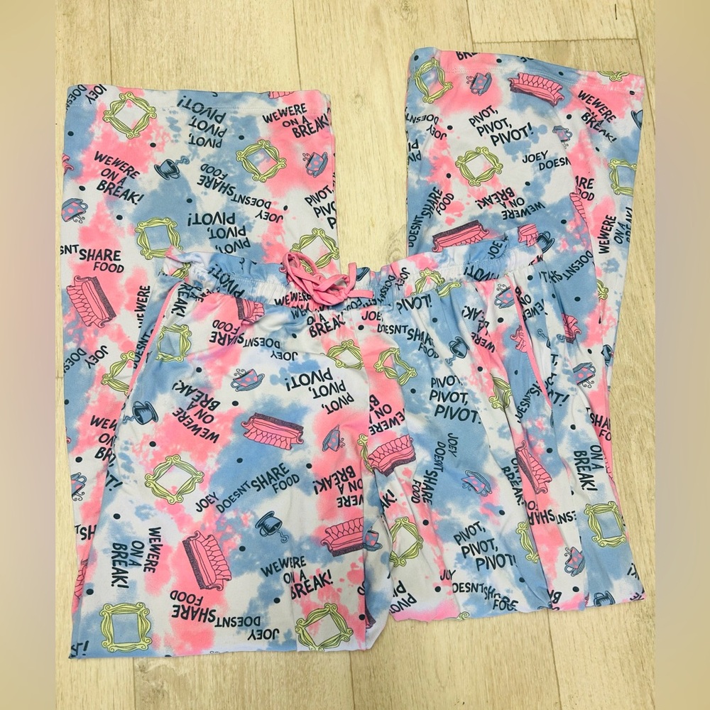 Friends tie dye Pink and Blue PJ bottoms size Med 
We were on a break, Pivot